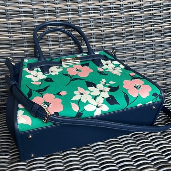 Kate Spade Lucia Lily Blooms Medium Satchel Green Multi - Picture 6 of 16